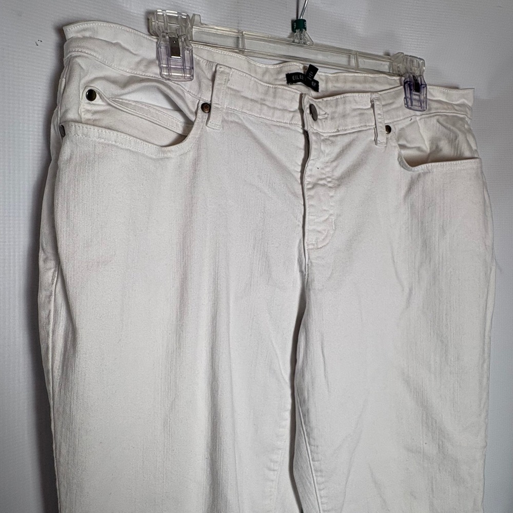 Eileen Fisher Womens White Skinny Slim Leg Jeans Size 14 Made in USA Stretch - Picture 2 of 8